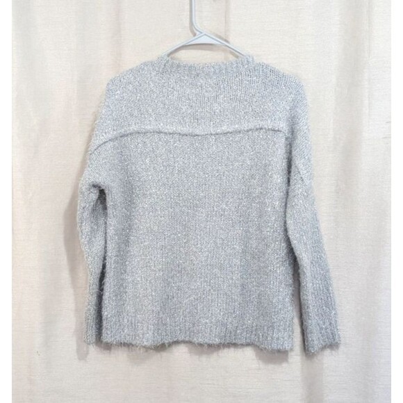 JLO Jennifer Lopez XS Gray & Silver Sparkly Sweater Holiday Festive New Year's - Picture 2 of 14